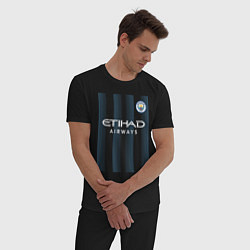 Пижама хлопковая мужская Эрлинг Холанд Манчестер Сити форма 2324, цвет: черный — фото 2