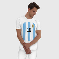 Пижама хлопковая мужская Месси сборная Аргентины ЧМ 2022, цвет: белый — фото 2