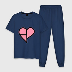 Пижама хлопковая мужская Сердечко BLACKPINK, цвет: тёмно-синий