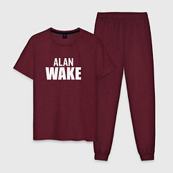 Пижама хлопковая мужская Alan Wake logo, цвет: меланж-бордовый