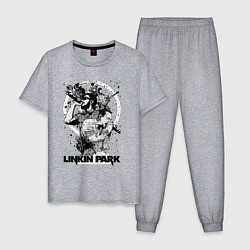 Пижама хлопковая мужская Linkin Park all, цвет: меланж