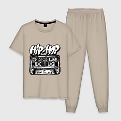 Пижама хлопковая мужская Hip hop oldschool, цвет: миндальный