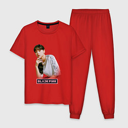 Пижама хлопковая мужская Lisa Blackpink kpop music, цвет: красный