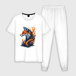 Пижама хлопковая мужская Burning fox, цвет: белый