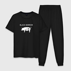 Пижама хлопковая мужская Национальный гимн - Черное зеркало, цвет: черный