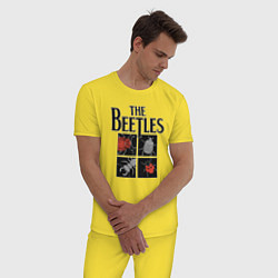 Пижама хлопковая мужская Beetles, цвет: желтый — фото 2