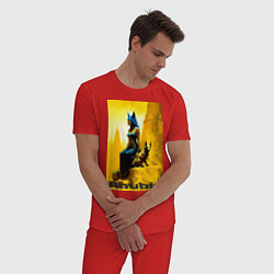 Пижама хлопковая мужская Бог Анубис в женском обличии - нейросеть, цвет: красный — фото 2