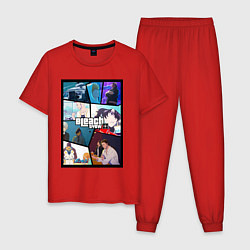 Пижама хлопковая мужская Блич в стиле гта, цвет: красный