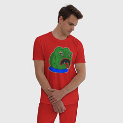 Пижама хлопковая мужская Лягушонок Пепе рептилоид, цвет: красный — фото 2