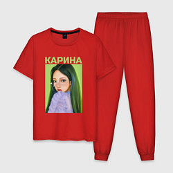 Пижама хлопковая мужская Карина Aespa, цвет: красный