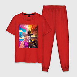 Пижама хлопковая мужская Барби Оппенгеймер, цвет: красный