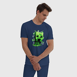 Пижама хлопковая мужская Крипер - Майнкрафт, цвет: тёмно-синий — фото 2