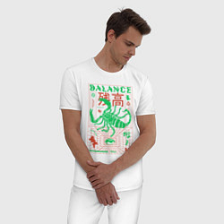 Пижама хлопковая мужская Balance in darkness, цвет: белый — фото 2
