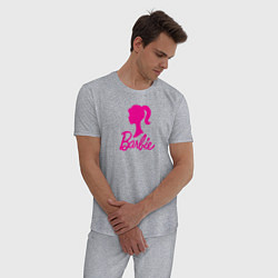 Пижама хлопковая мужская Розовый логотип Барби, цвет: меланж — фото 2