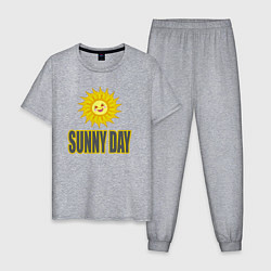 Мужская пижама Солнечный день - надпись и веселое солнышко