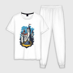 Пижама хлопковая мужская Средневековая рыцарская крепость, цвет: белый