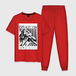 Пижама хлопковая мужская Евангелион арт, цвет: красный