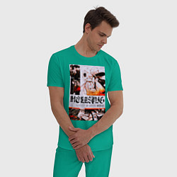 Пижама хлопковая мужская Хеллсинг постер, цвет: зеленый — фото 2