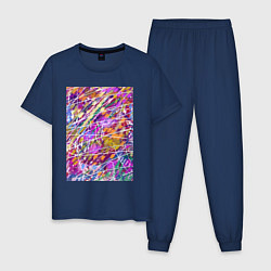 Пижама хлопковая мужская Волна цвета, цвет: тёмно-синий