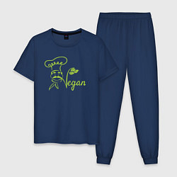 Пижама хлопковая мужская Vegan cook, цвет: тёмно-синий