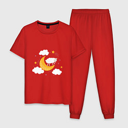 Пижама хлопковая мужская Спящая Овечка, цвет: красный