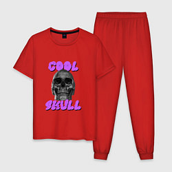 Пижама хлопковая мужская Cool Skull, цвет: красный