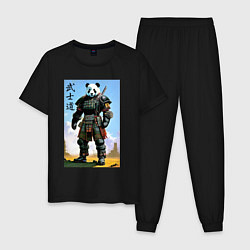 Пижама хлопковая мужская Панда - бусидо - кодекс самурая, цвет: черный