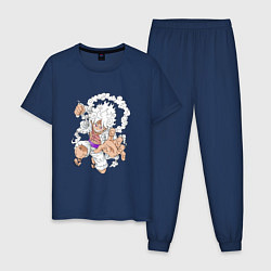 Пижама хлопковая мужская Луффи - gear 5, цвет: тёмно-синий