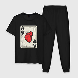 Пижама хлопковая мужская Туз сердца, цвет: черный