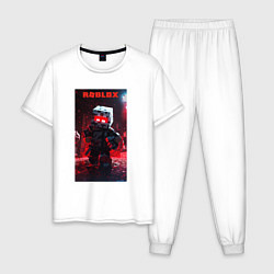Пижама хлопковая мужская Roblox red style, цвет: белый