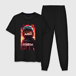 Пижама хлопковая мужская Roblox fire, цвет: черный