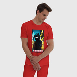 Пижама хлопковая мужская Roblox cyberpunk, цвет: красный — фото 2