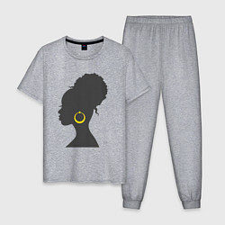 Пижама хлопковая мужская Black girl, цвет: меланж
