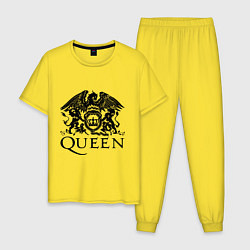 Пижама хлопковая мужская Queen - logo, цвет: желтый