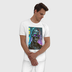 Пижама хлопковая мужская Зомби в стиле киберпанк, цвет: белый — фото 2
