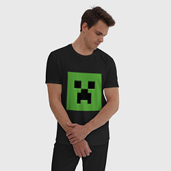 Пижама хлопковая мужская Minecraft creeper face, цвет: черный — фото 2