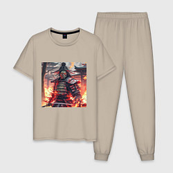 Мужская пижама Самурай зомби в пламени огня