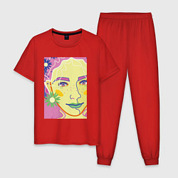 Мужская пижама Женский портрет с полевыми цветами