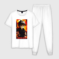 Пижама хлопковая мужская Roblox fire, цвет: белый