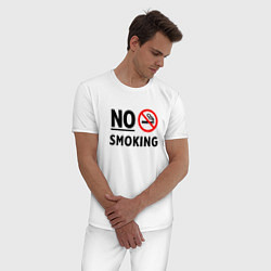 Пижама хлопковая мужская No Smoking, цвет: белый — фото 2