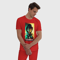 Пижама хлопковая мужская Персонаж Роблокс, цвет: красный — фото 2