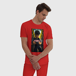 Пижама хлопковая мужская Roblox man and logo, цвет: красный — фото 2