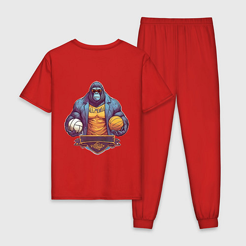 Мужская пижама Горилла волейбол / Красный – фото 2