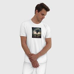 Пижама хлопковая мужская Ураган, цвет: белый — фото 2