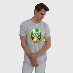 Пижама хлопковая мужская Тоад значок, цвет: меланж — фото 2