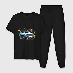 Пижама хлопковая мужская Nissan Skyline R32 GTR, цвет: черный