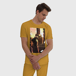 Пижама хлопковая мужская Cameraman, цвет: горчичный — фото 2