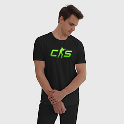 Пижама хлопковая мужская CS2 green logo, цвет: черный — фото 2