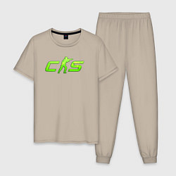 Пижама хлопковая мужская CS2 green logo, цвет: миндальный