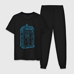 Пижама хлопковая мужская Black tardis, цвет: черный